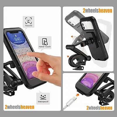 Βαση Κινητου Αδιαβροχη - Μηχανης & Scooter για Τιμονι 22 - 28 mm σε Μαυρο Χρωμα