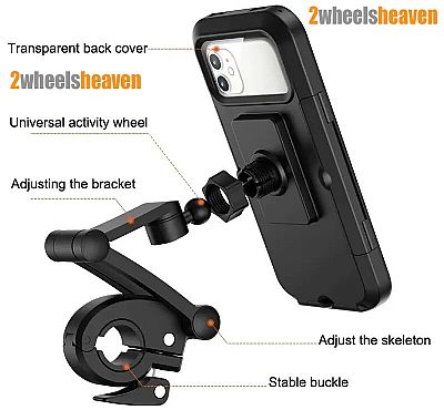 Βαση Κινητου Αδιαβροχη - Μηχανης & Scooter για Τιμονι 22 - 28 mm σε Μαυρο Χρωμα