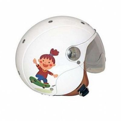 CORSA Παιδικο Jet Κρανος Μηχανης με Σχεδιο SKATEBOARD WHITE