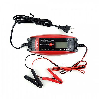 AMIO ΦΟΡΤΙΣΤΗΣ ΜΠΑΤΑΡΙΑΣ για Μηχανη και Αυτοκινητο 2A/4A LCD φωτισμο 6/12V 1.2-120AH